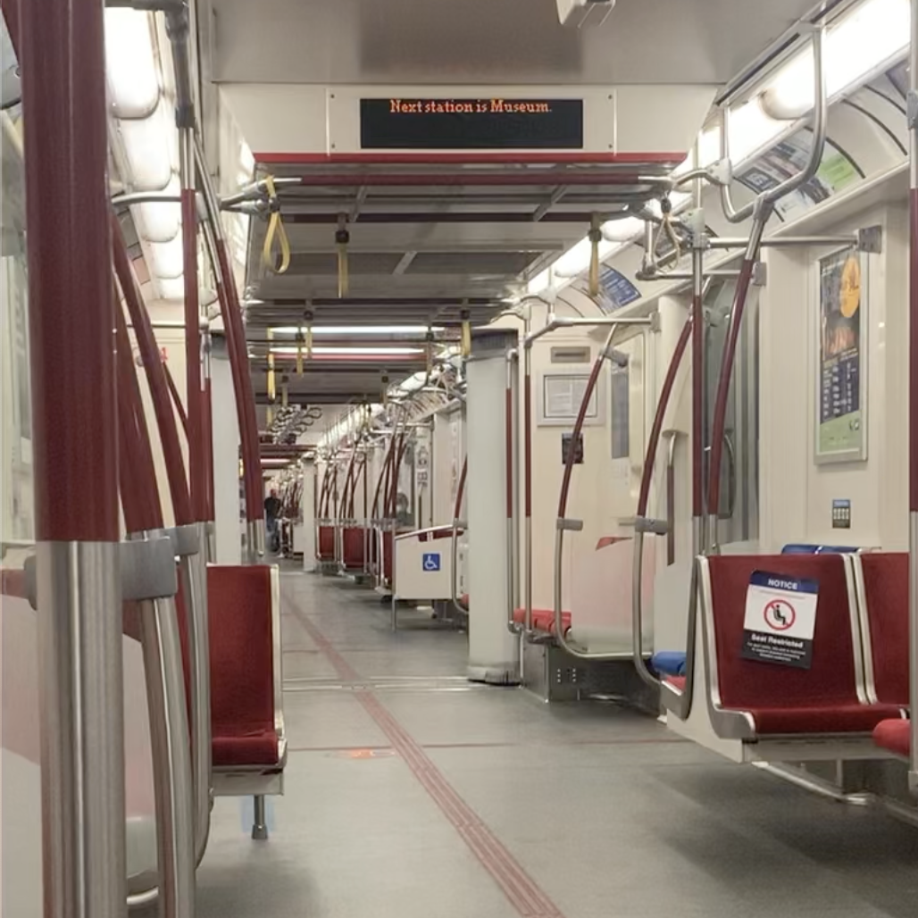 The sound of the subway moving underground