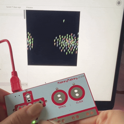 Using the Makey Makey arrow keys to change direction of boids