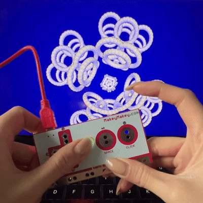Makey Makey controlling position of camera using arrow keys and space bar to zoom